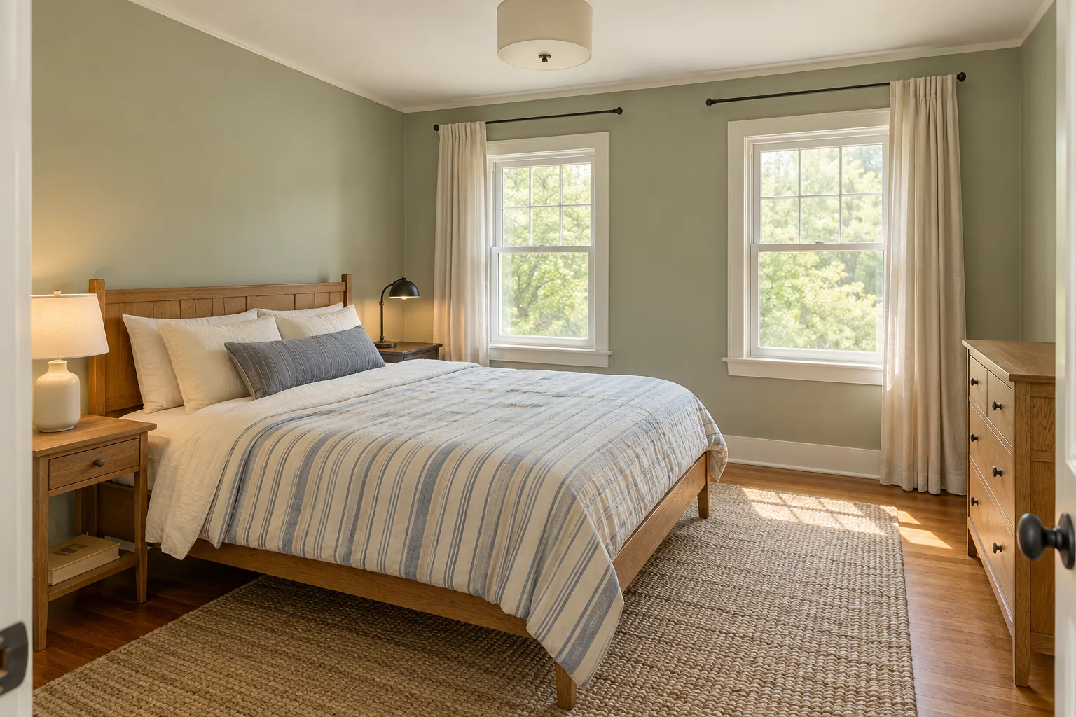 Bedroom with two windows in a Palatine, IL home