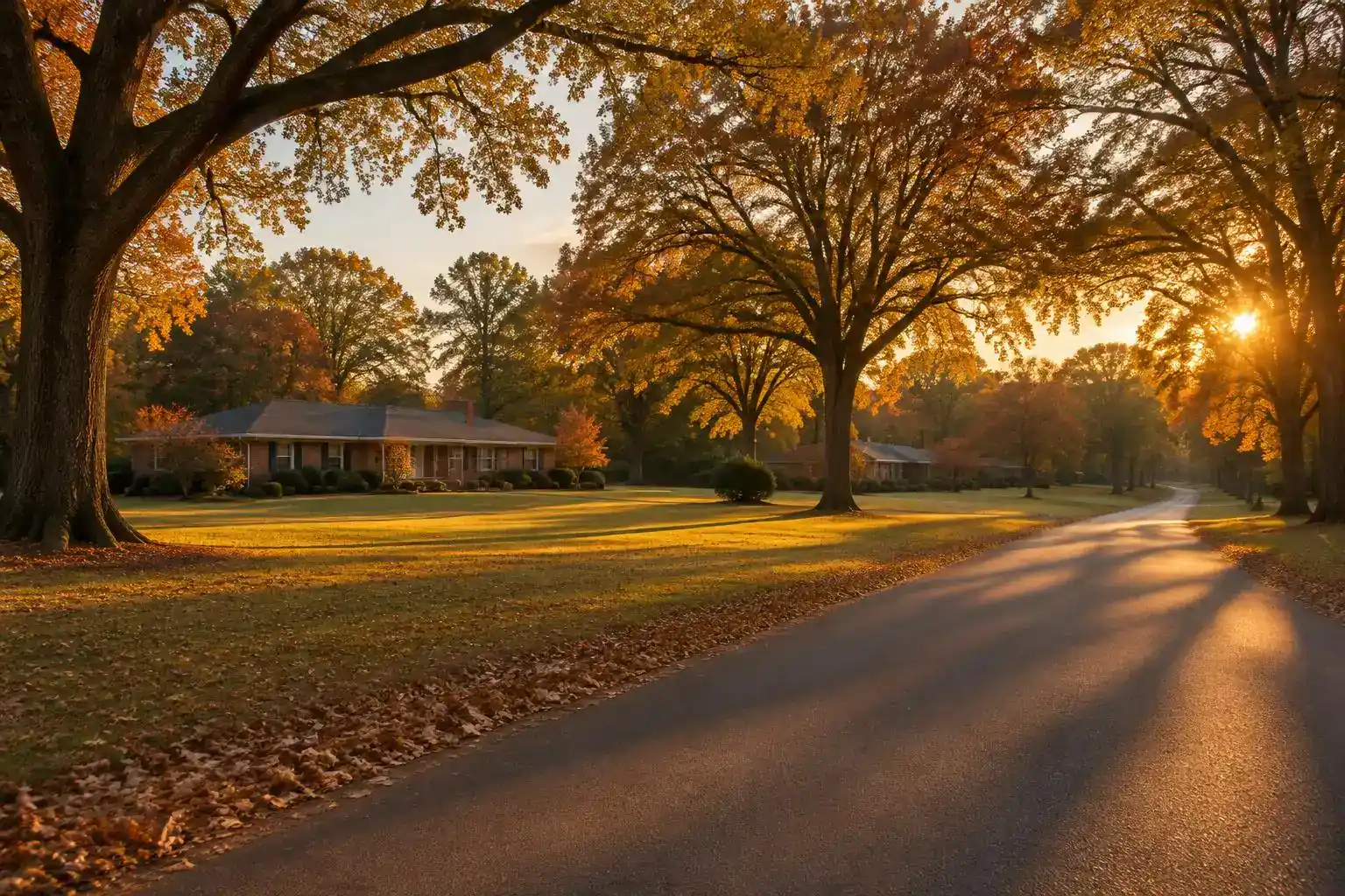 Quiet street with large lots and mature oaks in Plum Grove Estates, Palatine, IL