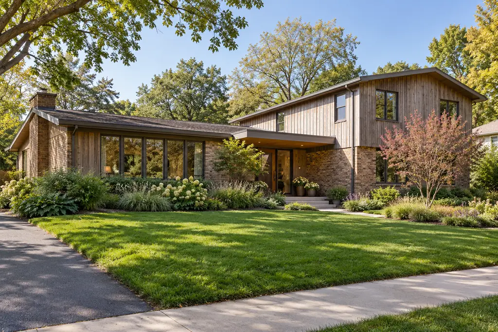 Split-level home with a front lawn in Palatine, IL